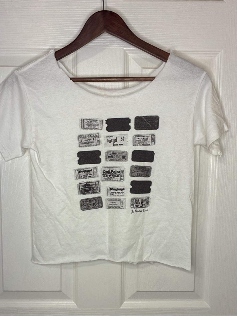 Zadig & Voltaire White Short-Sleeve Tee with Black Ticket Graphic